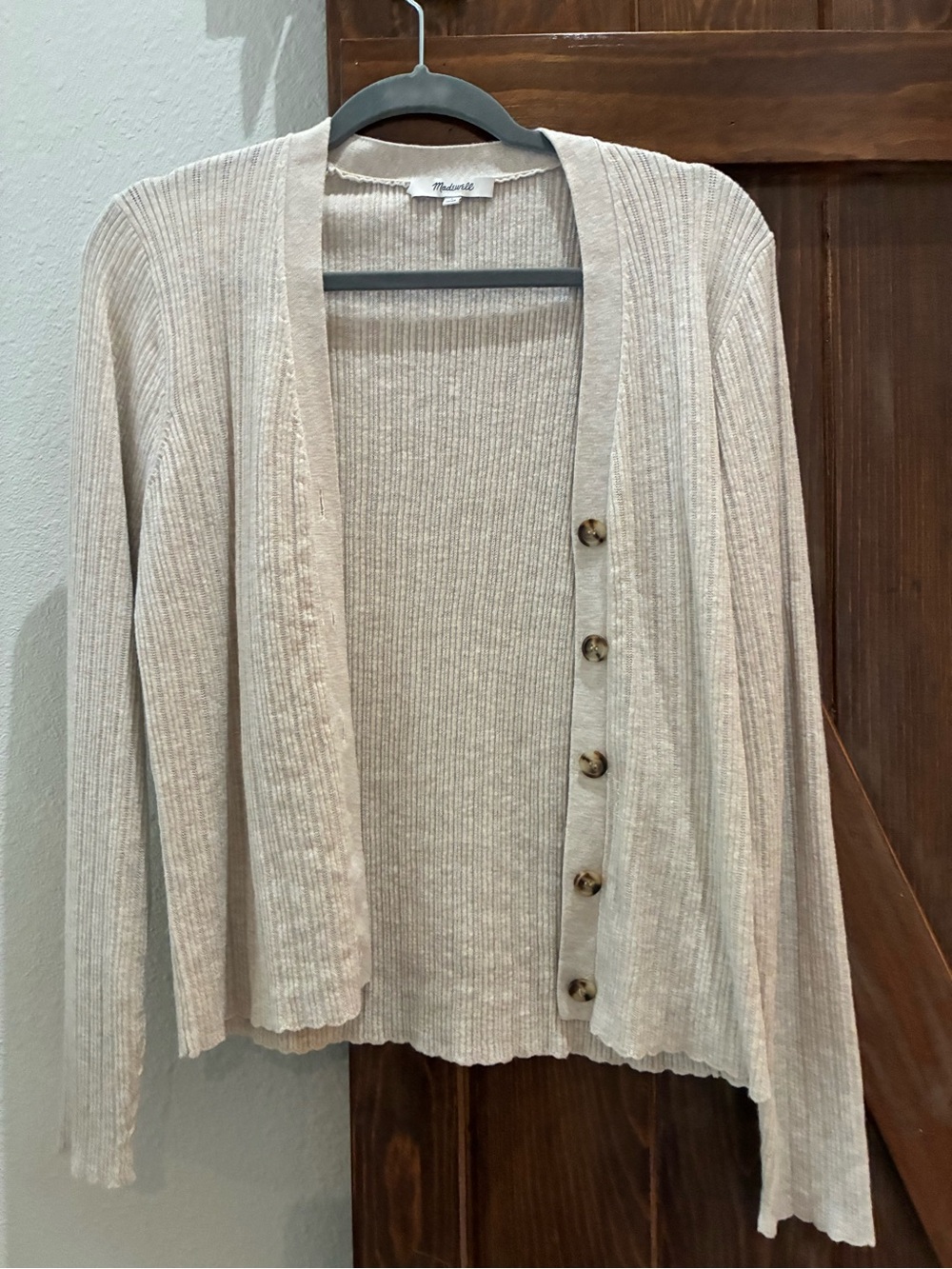 Madewell Neutral Cream Ribbed Button Cardigan